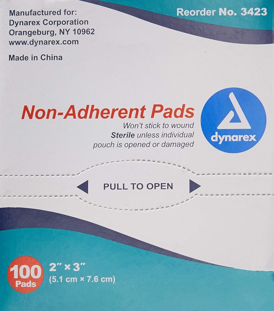 Dynarex Non- Adherent Pad, Sterile, 2x3, Box / 100