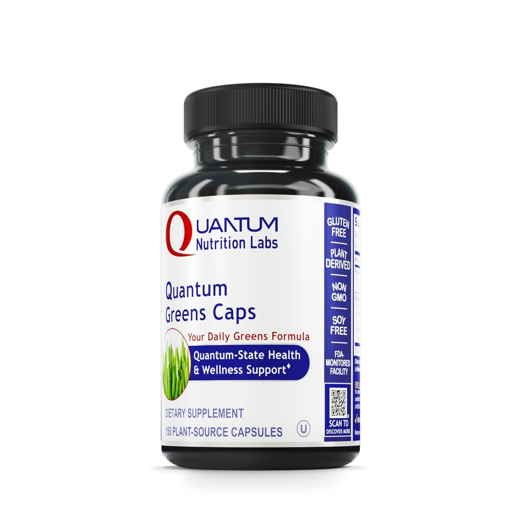 Quantum Nutrition Labs Zelené Kapsle - Super Zelené Kapsle, Zelené Doplňky, Superfood Směs pro Wellness, Organic Veggie Pills s kapucí, Listové Zelené, Alfalfa - 150 Vegetariánské Kapsle