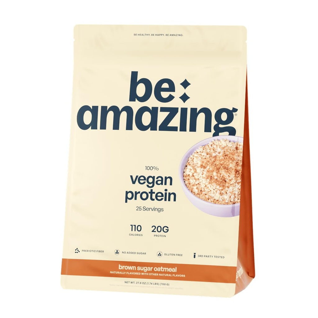 BEAZING Vegan Protein Powder, Brown Sugar Oatmeat, 20g Plant Based Protein with Prebiotic Fiber, Low Carb, Dairy and gluten Free Shake Mix, No Add Sugar, 29.3 oz, 25 Servings