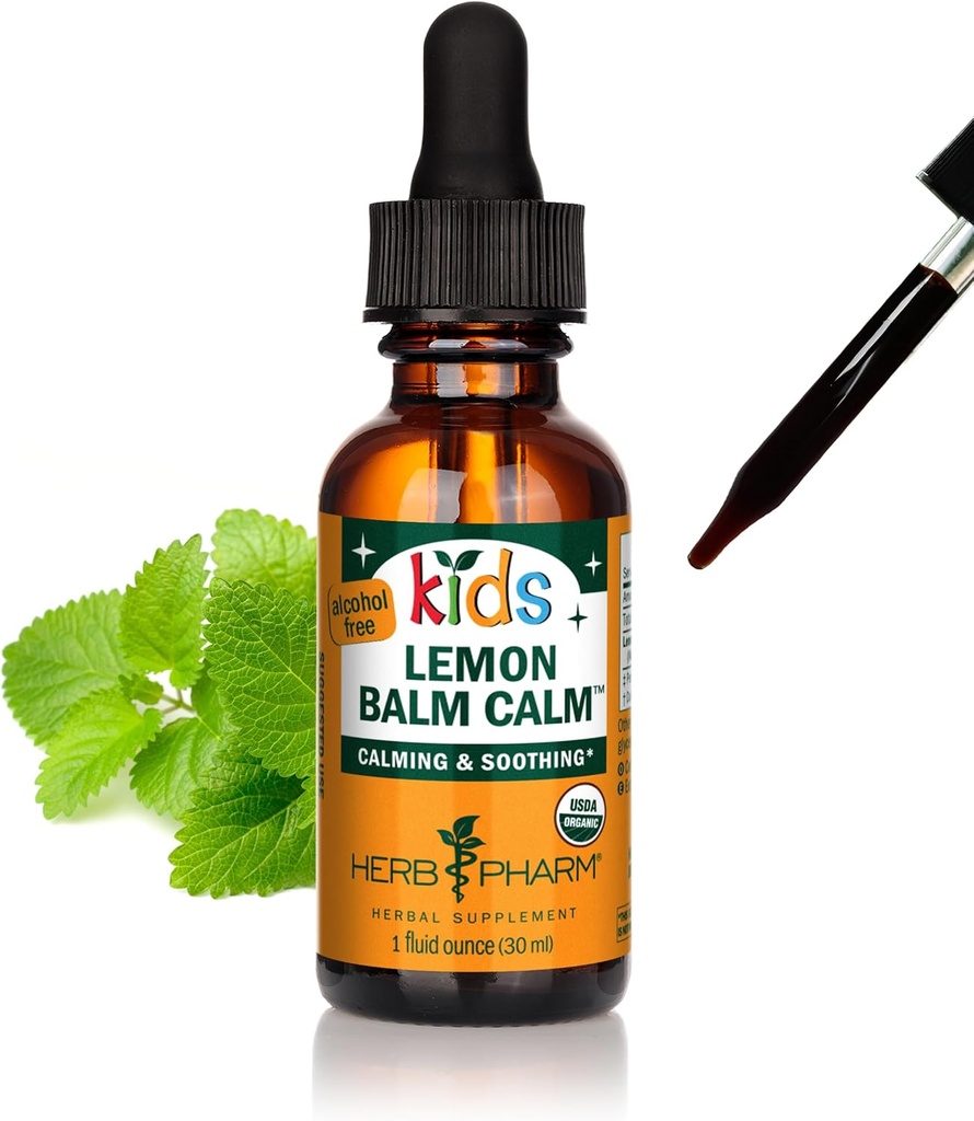 Herb Pharm Kids Certified- Organic Alcohol- Free Lemon Balm klid tekutý extrakt, 1 Ounce (GLKLEMON01)