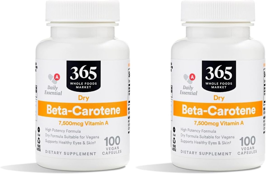 365 by Whole Foods Market, Beta Caroten Dry 15000 MCG, 100 Count (Pack of 2)