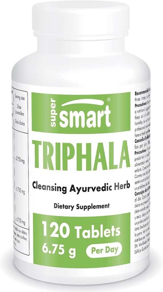 Supersmart - Triphala 6.75 g Per Serving - s Amla, Behada & Harada - Vnitřní čistič potravy - Přírodní Detox dodatek 124; Non- GMO & gluten zdarma - 120 Vegetariánské kapsle