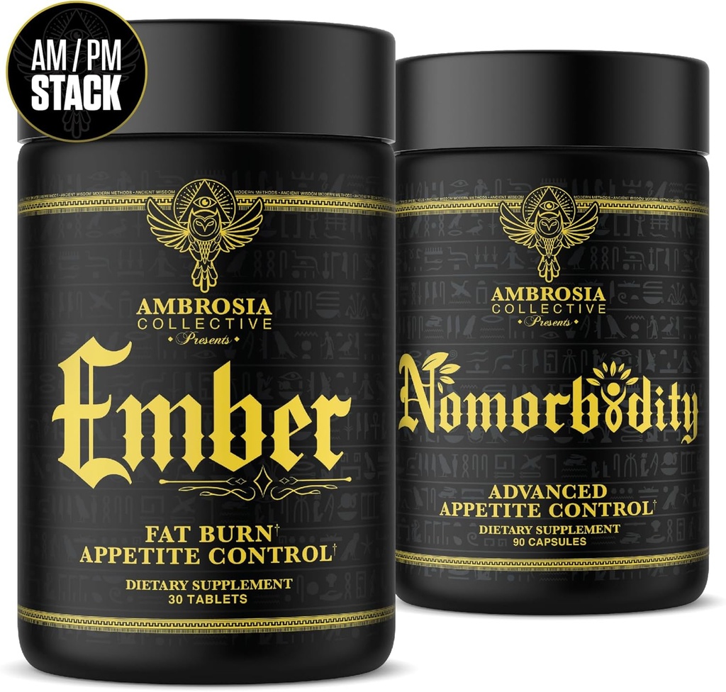 Ambrosia Nomorbidity Advanced Appetite Control & Ember Termogenní spalovač tuků 124; Výkonný Hunger Management, Podpora appetit & Fat Burning System with KSM- 66 Ashwagandha, Garcitrin, CapsiMax ™, Afrika