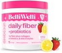 Belli Welli Fiber dodatek pro ženy a muže, Premium Daily Fiber Powder from Organic Acacia with Added Collagen, Electrolytes & Probiotics, No Bloat, Zácpa & Gut Health Support (Strawberry Lemonade)