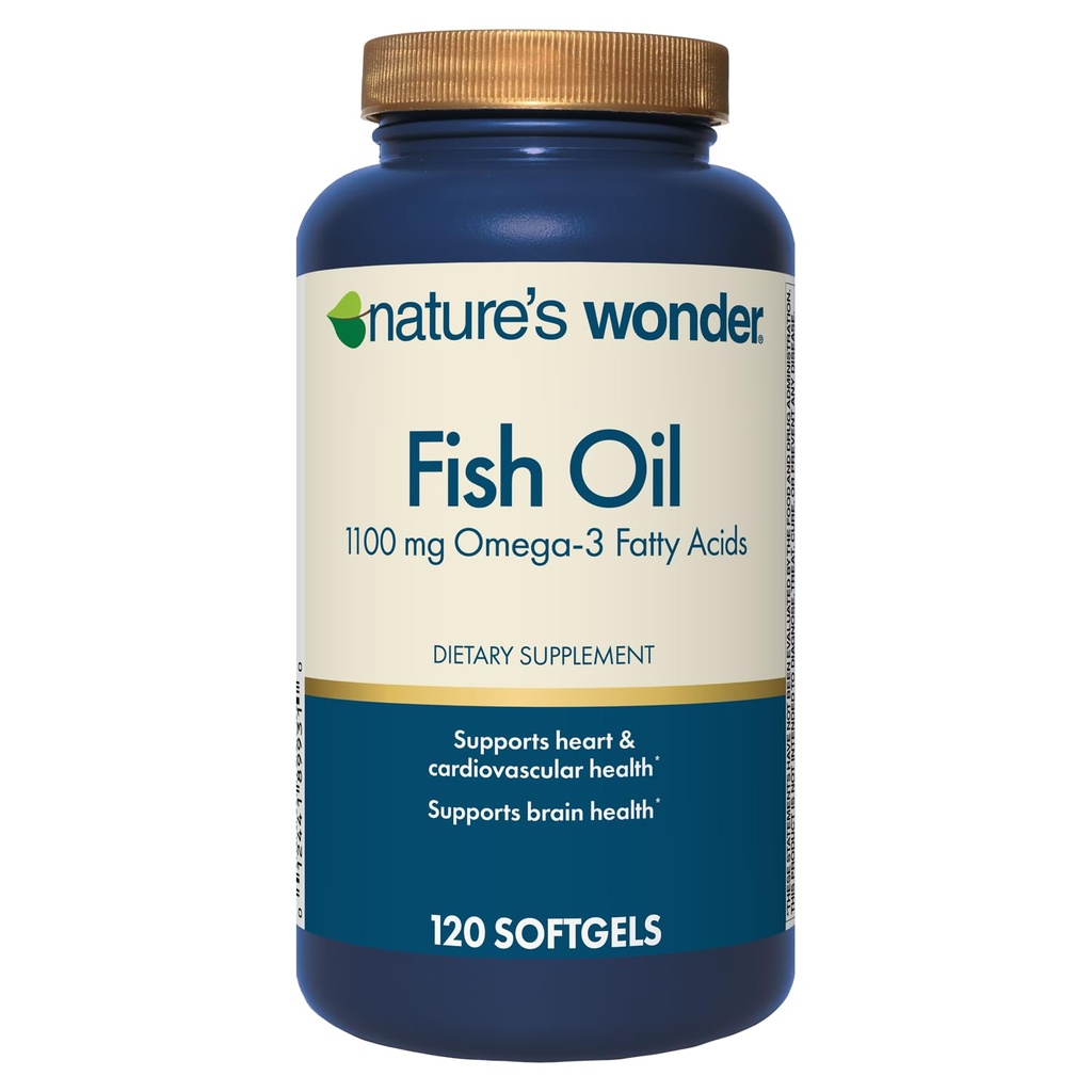 Příroda 's Wonder Fish Oil 1100mg Omega33 Rybí olej doplňky pro ženy a muže, EPA & DHA pro zdravé klouby, srdce, imunitní systém, 120 Day Dodávka Softgels