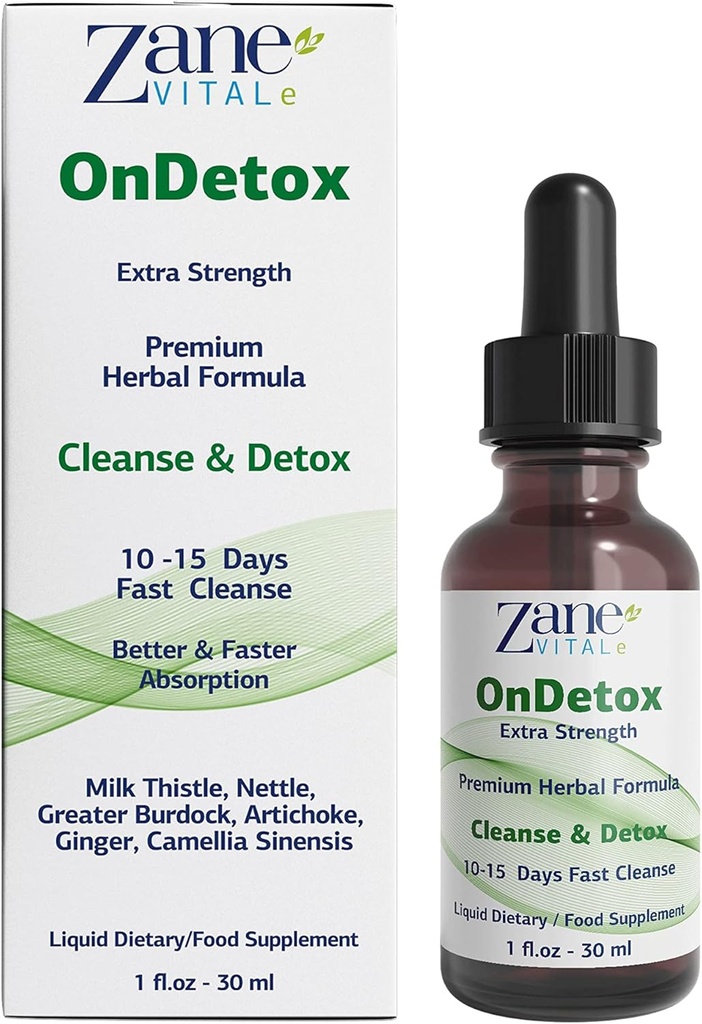 Zane OnDetox doposud 10 - 15 dní Rychlé čištění a podpora 124; Detox & Opravy dodatek s mlékem Thistle, Nettle, větší Burdock, Artichock & Více 124; Vegan current 124; Non- GMO curren124; Gluten- zdarma 124; 1 Fl Oz.- 30ml