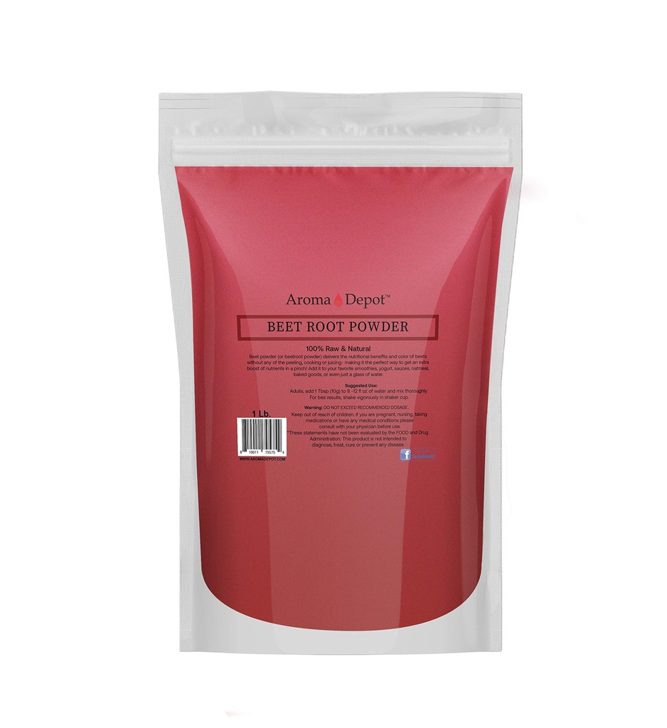 Beet Root Powder 1 LB od Aroma Depot Raw & Non- GMO I Vegan & Gluten Free I Nitric Oxide Booster I Boost Stamina a zvyšuje energii I imunitní systém Booster I 100% přírodní