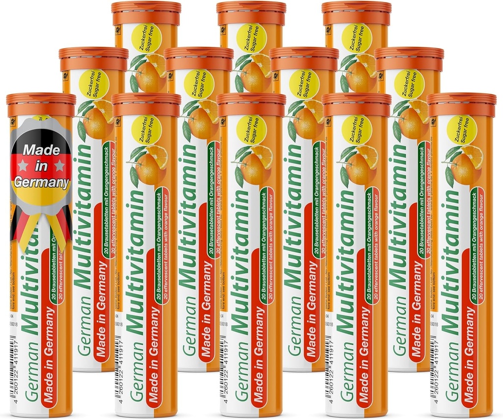 T & D Německý Multvitamin 10 Vitamíny - 240 Vegan Drink Effervescent Tablety - Orange Flavor - Made in Germany