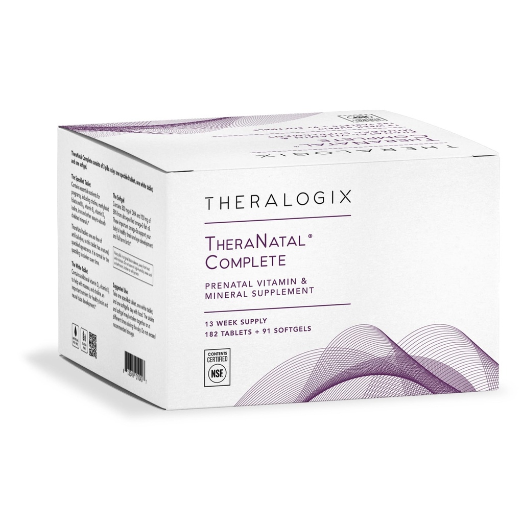 Teralogix TeraNatal Kompletní Prenatal vitamin Supplement - 91- Day Supply - s DHA, Vitamin D3, Folát, jód, Cholin, Železo, Vitamin B6 & More - NSF Certifikované - 182 Tablety & 91 Softgels