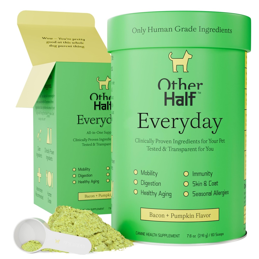 Ostatní Half Everyday - Dog Multivitamin Dodatek - Denní kloub, Gut, Alergie, Imunitní, Močová Trakt Podpora, Kůže, Kabát & Více - Glucosamine, Chondroitin, Omega 3 & Probiotika