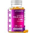 Vitamatická kyselina listová Gummies 1000 mcg (1 mg) - esenciální prenatální vitaminy pro mámu a dítě - Vitamin B9-120 Veganské gumy (1)