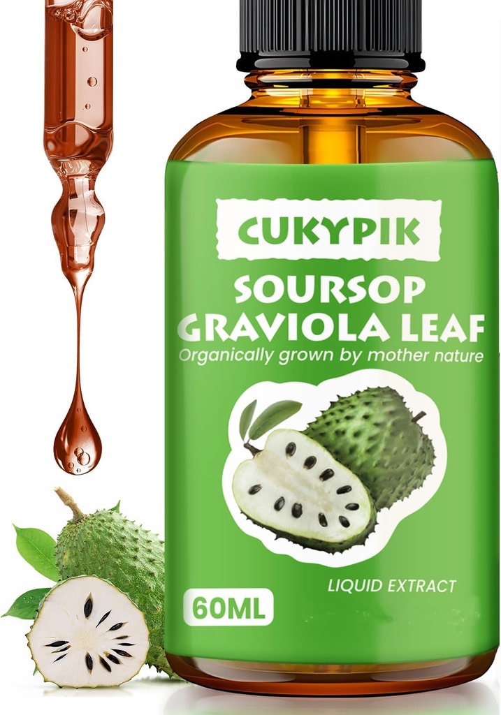 Minerální doplňky Soursop Graviola Leaf Extract Liquid Drop Plus čistý botanický pro buněčnou podporu, Zzz & Antioxidant - Soursop Bitters Liquid, 2-4 Month Supply, 2 Fl Oz