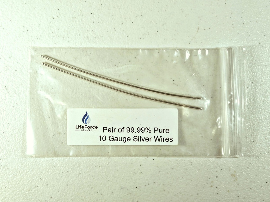 Čisté stříbrné generátorové vodiče - 9999 Stříbrné elektrody - Pre- Cut 6-Inch 10 Gauge Wires - Vhodné generátory LifeForce