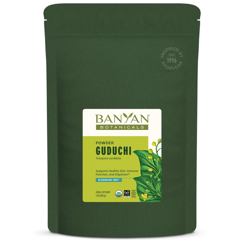 Banyan Botanicals Organic Guduchi Powder - Organic Imunitary Health Supplement - for Natural Detox, Balanced Digestion & Health Skin * - 1 LB - Non- GMO Udržitelně sourced Vegan FFL
