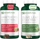 Nature 's Push Hawthorn Berry a Olive Leaf Bundle of Super Potent 10: 1 Hawthorn Berry Extract (2 měsíční dodávky) a Olive Leaf Super Potent 8: 1 Extract 20% Oleuropein 750mg kapsle (2 měsíční dodávky)