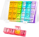 XL Large Weekly Pill Organizátor 4 krát denně, 7- denní Pill Boxy AM PM, Velké kompartmenty Pouzdro Pill, Měsíční medikace Organizátor 28 dnů Dipenser pro rybí oleje, Vitamin Holder Dodatek