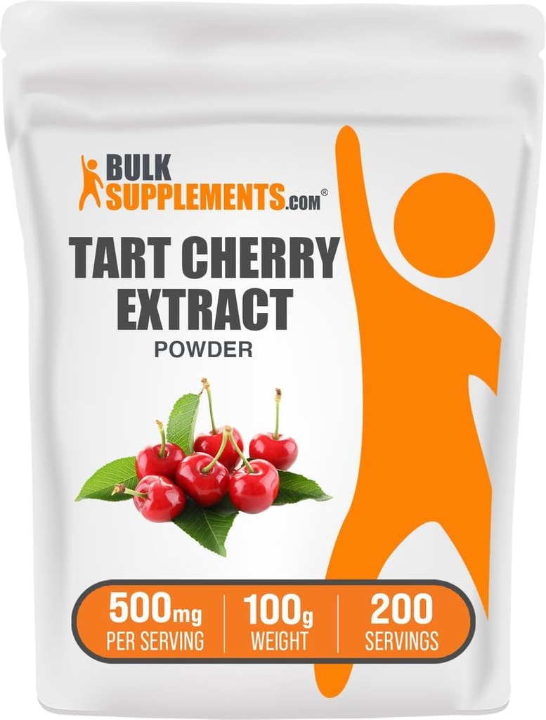 BulkSupplements.com Tart Cherry Extract Powder - Tart Cherry Supplement, Herbal Supplement - Antioxidant Source, Gluten Free, 500mg na Serving, 100g (3.5 oz) (Balení po 1)