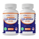 Vitamatic 2- Pack High Potency Melatonin 20 mg - 60 Fast Disolve Tablet Total Fast- acting Sleep Support - Natural Berry Flavor Alarm 124; Vegetarian