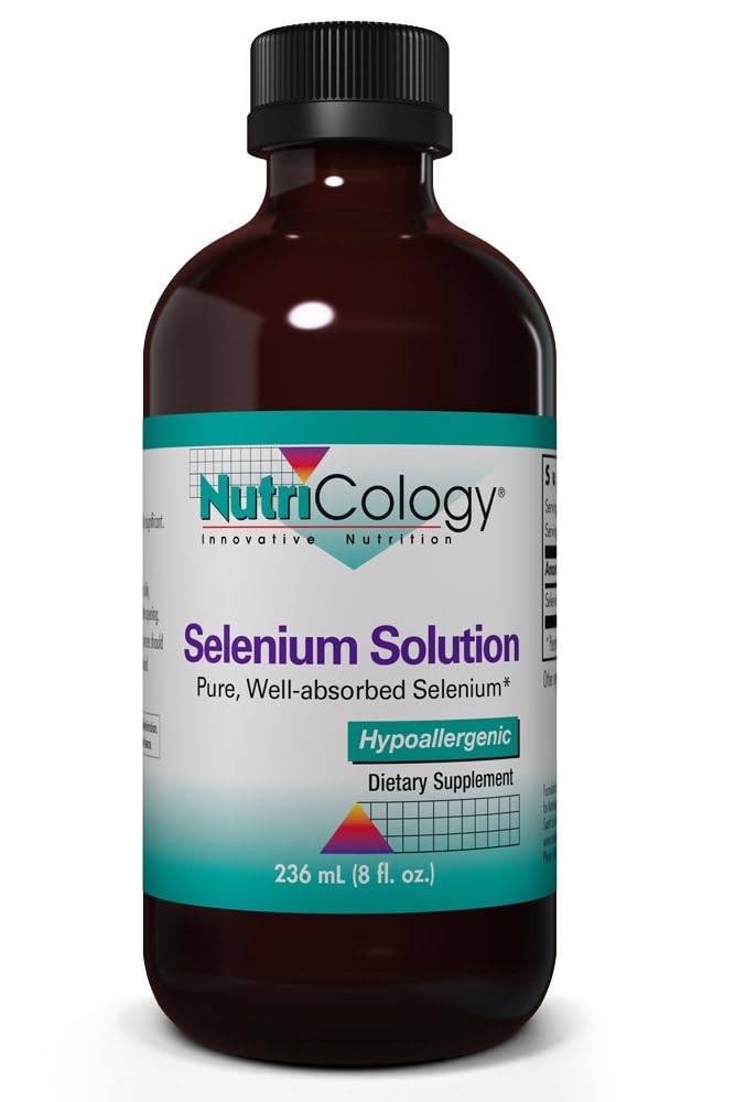 Nutricology Selenium Solution - Well- Absorbovaná seleniová tekutina, čistý seleničitan sodný, Podpora štítné žlázy, Antioxidanty, 100 mcg dodatek, hypoalergenní - 8 Fl Oz