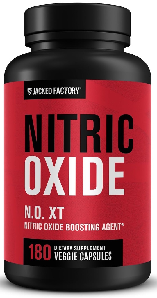 Jacked Factory N.O. XT Nitric Oxide doplňky pro muže w / Nitrosigine L Arginine L Citrulline Dodatek pro svalová čerpadla & Vaskularita - Pre Workout Oxide Oxide Booster & Muscle Builder - 180 Caps