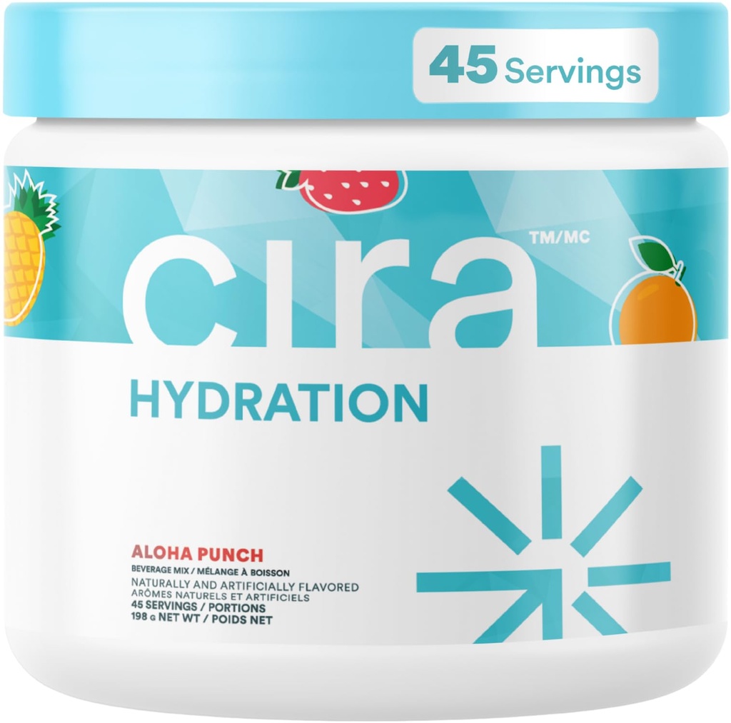 Cira Hydration Powder (45 Servings) - Electrolyte Drink Mix s Himalájskou solí pro dehydrataci a obnovu - Ovocný punč