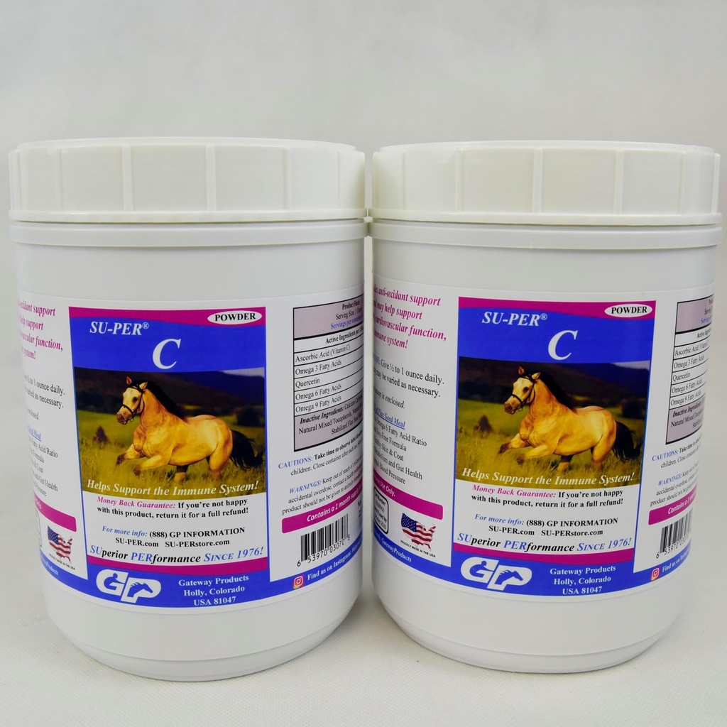 SU-PER C Vitamin C pro koně - Doplněk pro antioxidant a imunitní podporu - Doplněk pro koňské vitamíny a minerály - 2,5 litru, (2 balení)