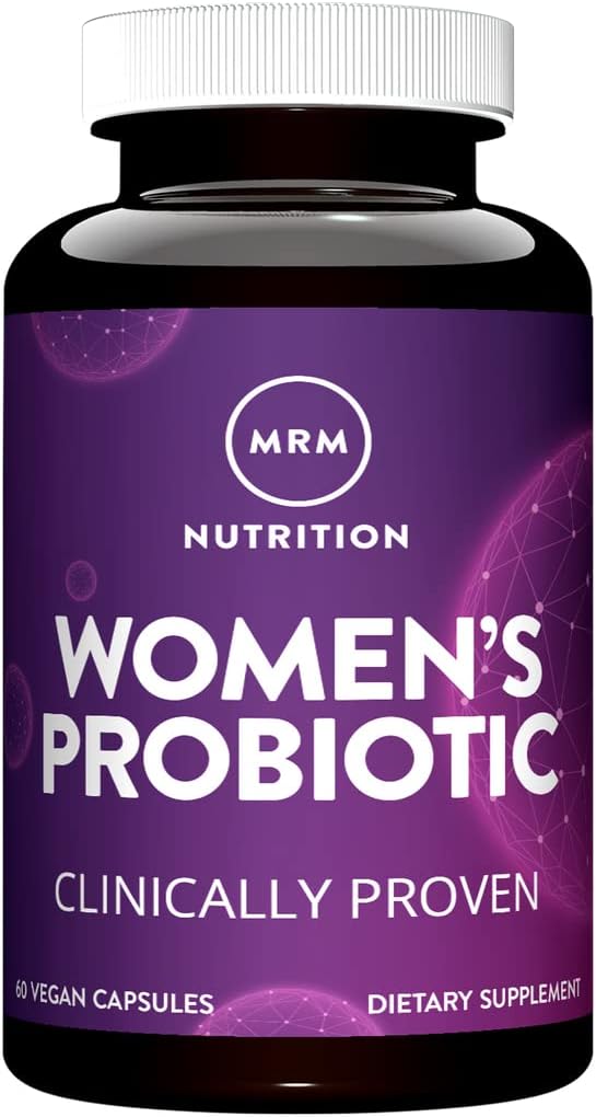MRM Nutriční Probiotika žen 124; Intestinální + imunitní zdraví 124; Prebiotika + postbiotika 124; Klinicky osvědčené 124; 25 miliard buněk 124; Dobré bakterie pro Gut zdraví 124; Stabilní skladování 124; 30 Služeb