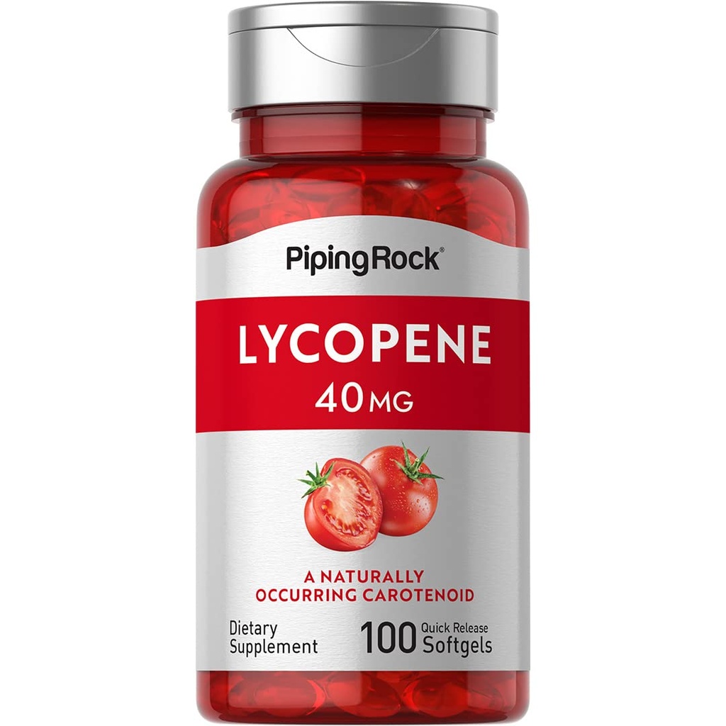 Piping Rock Lycopene dodatek 124; 40mg CYP 124; 100 Softgels CYP 124; karotenoidy CYP 124; Non- GMO, gluten zdarma