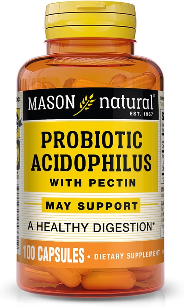 Mason Natural Acidophilus s Pectin Kapsle, Digestive Aid - 100 Ea