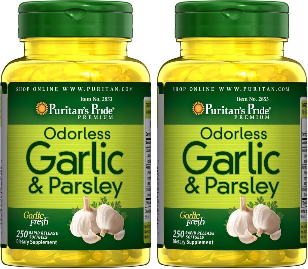 Puritan 's Pride Odorless Česnek & Petržel 500 Mg / 100 Mg, 250 Počet (balení po 2)