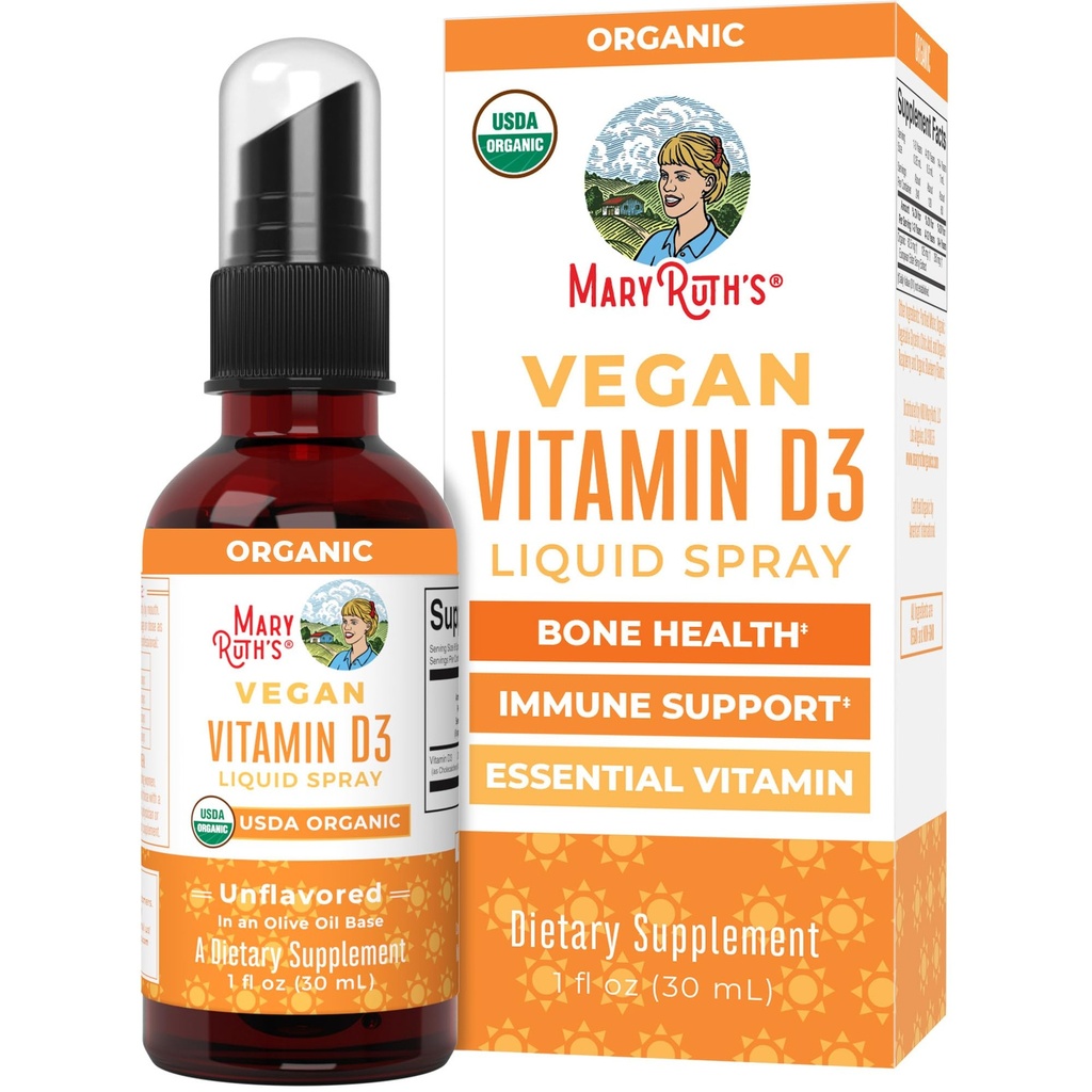 MaryRuth Organics Vitamin D USDA Organic Affair124; VIT D3 Liquid Affair124; Liquid VIT D Spray Imunitary Support for Dospělí & Kids Affair124; Bone Health Affair124; Vegan Affair124; Gluten Free Affair124; Non-GMO blanky124; 30 Serving