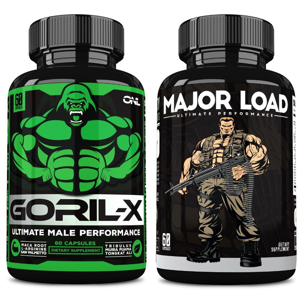 ONL Ultimate Men 's Testosteron Booster Bundle - GORIL-X & hlavní zatížení doplňky 124; Vylepšit sílu, Stamina, a energie 124; s Nadržený kozí trávník, Maca, Tongkat Ali, Tribulus 124; 120 Kapsle