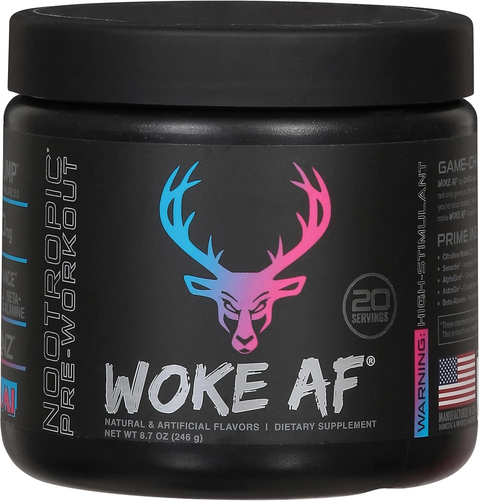 Wake Af Bucked Up Pre- Workout Powder, Zvýšená energie, Miami, 333mg kofein, 20 Služeb