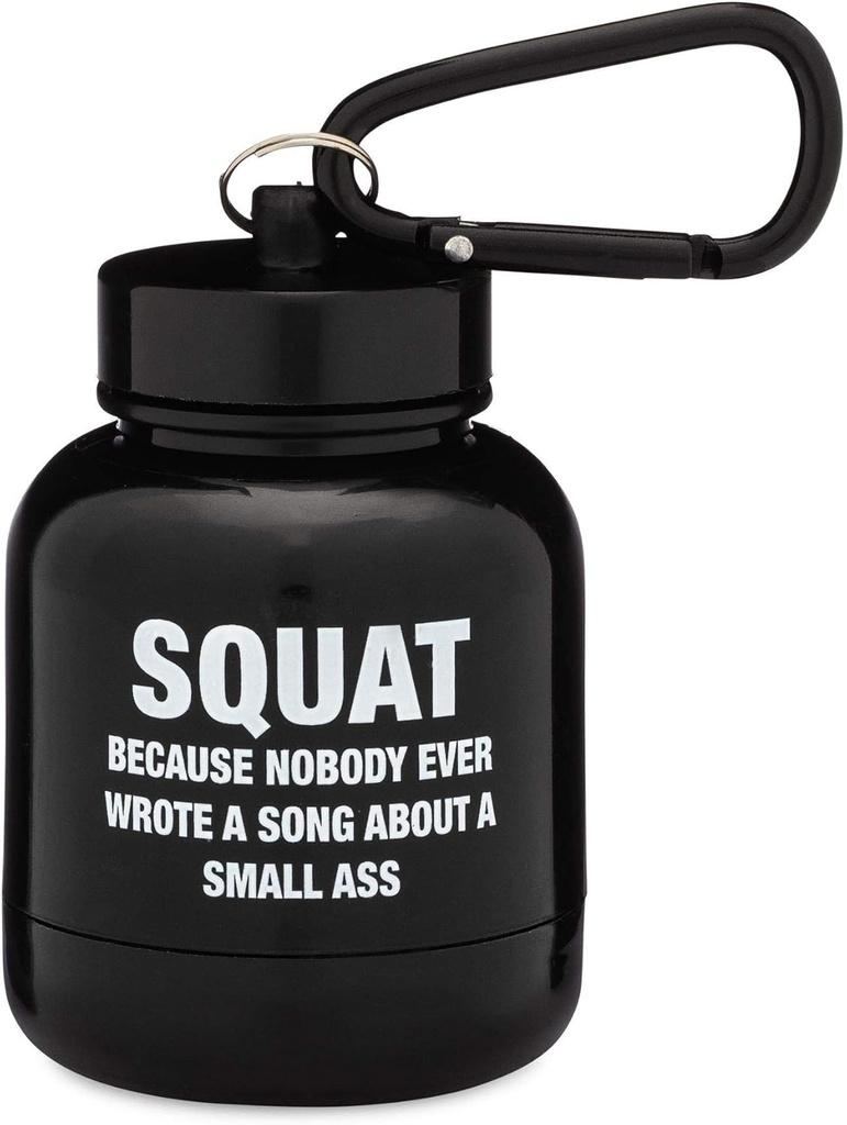 ONMYWHEY - Protein Powder & Supplement Funnel Keychain, Přenosný To- Kontejner pro posilovnu, cvičení, Fitness, & Travel - TSA Schváleno, Squat