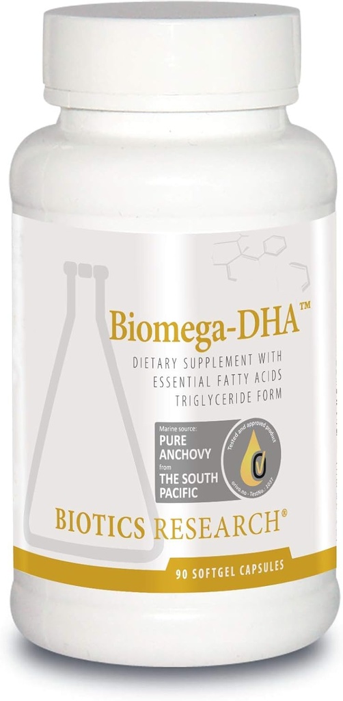 Biotika Výzkum Biomega DHA Fish Oil, 600 mg DHA, Podporuje učení a paměť, Fetal Brain Vitamíny, 90 Softgel Kapsle