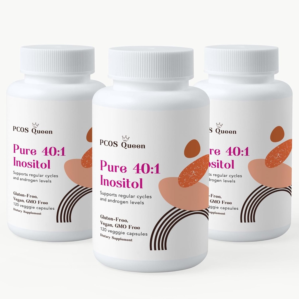 Čisté 40: 1 Inositol - Myo + D-Chiro Inositol dodatek - pro ženy s plodností, kůže, a menstruační cyklistické potřeby - 3 láhve
