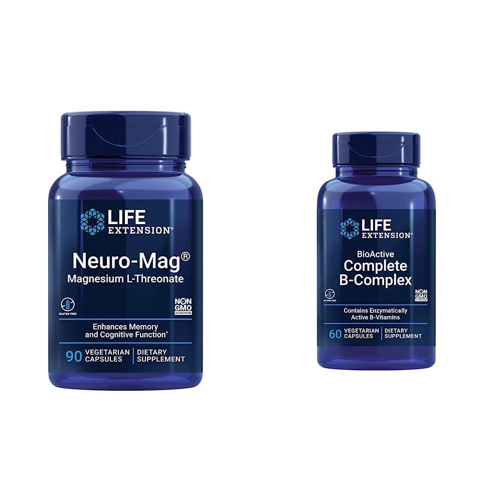Life Extension Neuro- mag Magnesium L- threonát a bioaktivní Kompletní B- Complex pro podporu mozku, srdce a nervu