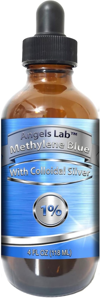 Nová methylenová modř 1% Wtih koloidní stříbrné anděly Lab CLAS124; USP- Grade Methylthioninium chloride Liquid CLAS124; vysoká čistota doplněk stravy pro funkci mozku & Cognitive Health CLAS124; 4 oz Glass Dropper Bottle...