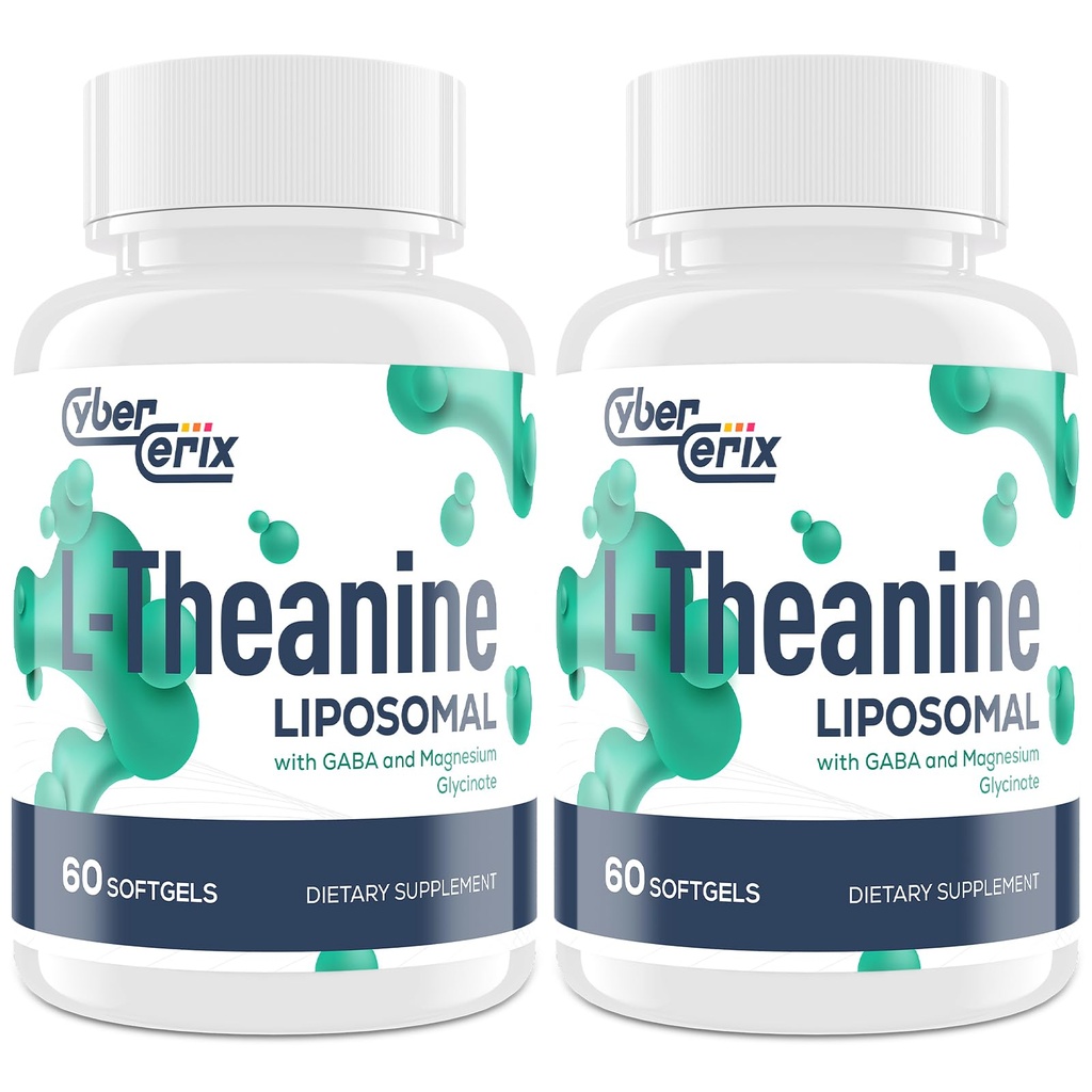 Lipozomální L- Theanine 500mg, Komplex s GABA 200mg & Magnesium 100mg, Extra doplněk síly pro klid, relaxaci a soustředění, gluten zdarma - 120 Kapsle