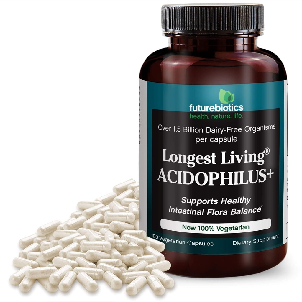 Futurebiotika Nejdelší žijící Acidophilus +, 100 Vegetariánských kapslí