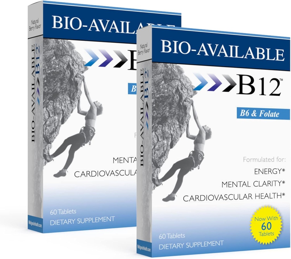 Wellgenix Bio k dispozici Sublingual B12-60ct (2 Pack) - Denní Multivitamins Focus Support Formule w / Vitamins C, B6, B12, Folát & Biotin -Energy & Diet Dodatek pro imunitní a celkové zdraví