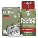 EarthNutri KI-Radi ™ Iodide Draslík Tablets 65 mg - Doplněk k jódu s vysokou potencí pro podporu štítné žlázy, Nouzová připravenost - Doplněk k draselnému v těsnění blistru foil- foil - 20 tablet (1 balení)