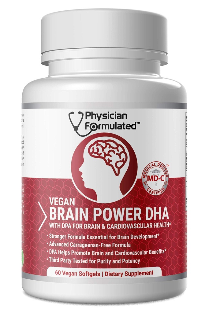Vegan DHA pro mozek a prenatal 100% řasy na bázi Omega 3 esenciální mastné kyseliny s NO karagenan, NO rostlinný olej Plus 2500mcg Astaxanthin