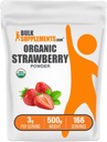 BulkSupplements.com Organic Strawberry Powder - Ovocný prášek z Organic Strawberry - No Sugar Added & Gluten Free, 3g per Serving, 500g (1,1 lbs) (Balení po 1)