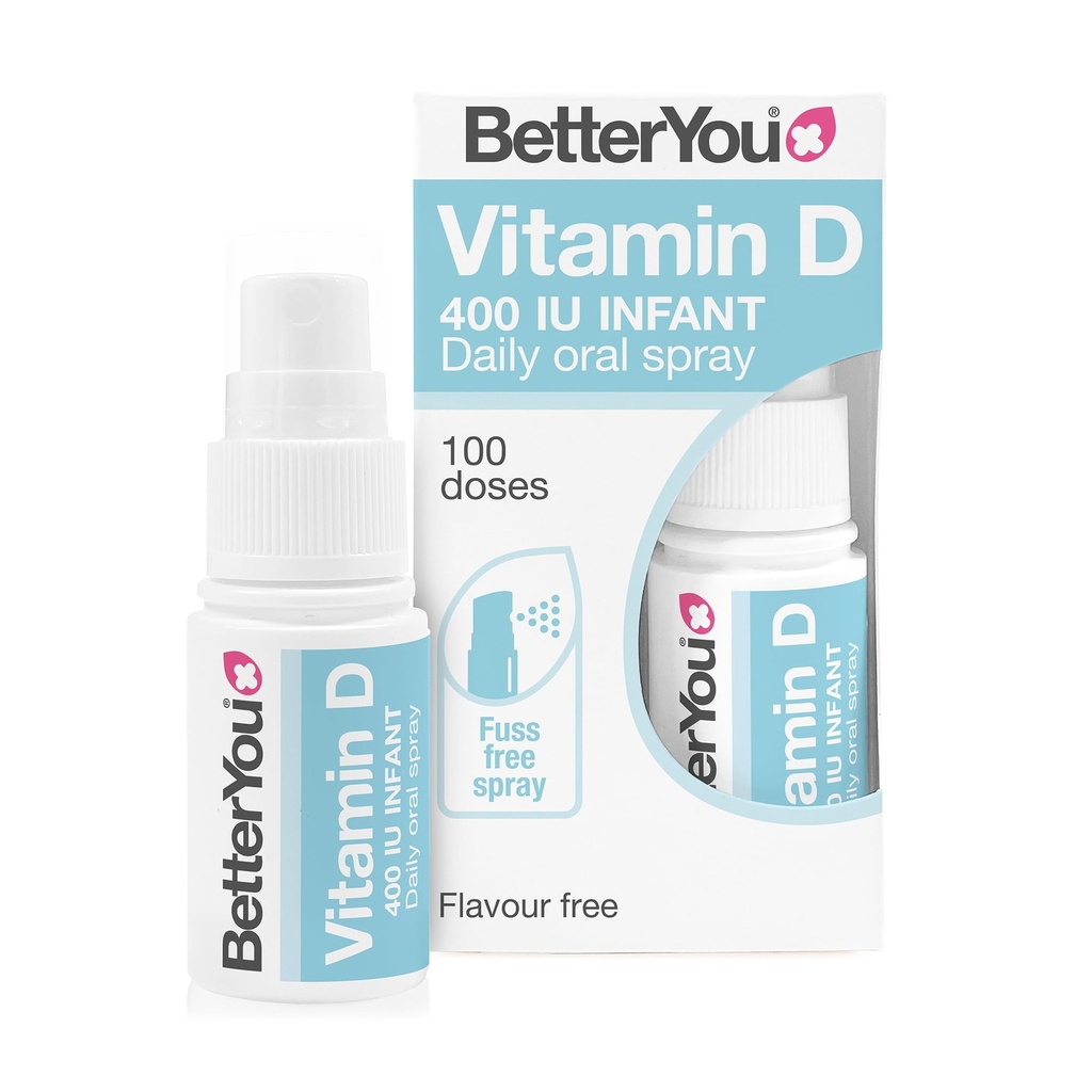 BetterYou D400 Infant Vitamin D Oral Spray - Pohodlná alternativa pro tablety - Speciálně pro děti do 3 let - Jednoduchá a čistá formulace - Vital for Kids Development - 0.5 oz