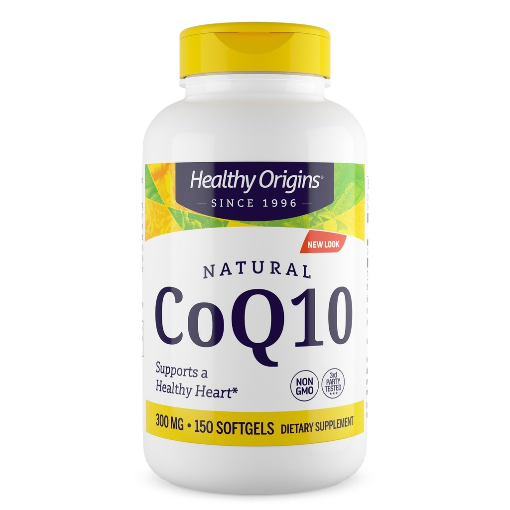 Zdravý původ ® CoQ10 300 mg - Natural Trans- Isomer Ubiquinone - kvašený fermentovaný, podporuje srdeční zdraví a buněčnou energii - Non- GMO 150 Softgels