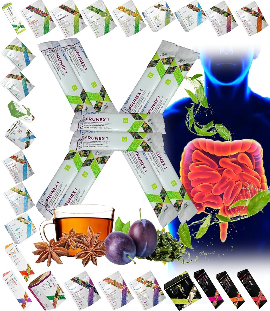 All Natural Detox Cleanse Instant Tea Mix Prune & Plum w. Fiber & Inulin pro optimální střevní tranzit Fuxion Prunex 1 (10 Sachets)