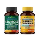 Sandhu Herbals Seamoss & Turmeric Curcumin s Bioperin Kapsle 124; Podporuje imunitní, stravitelné, kognitivní, kůže a vlasy zdraví