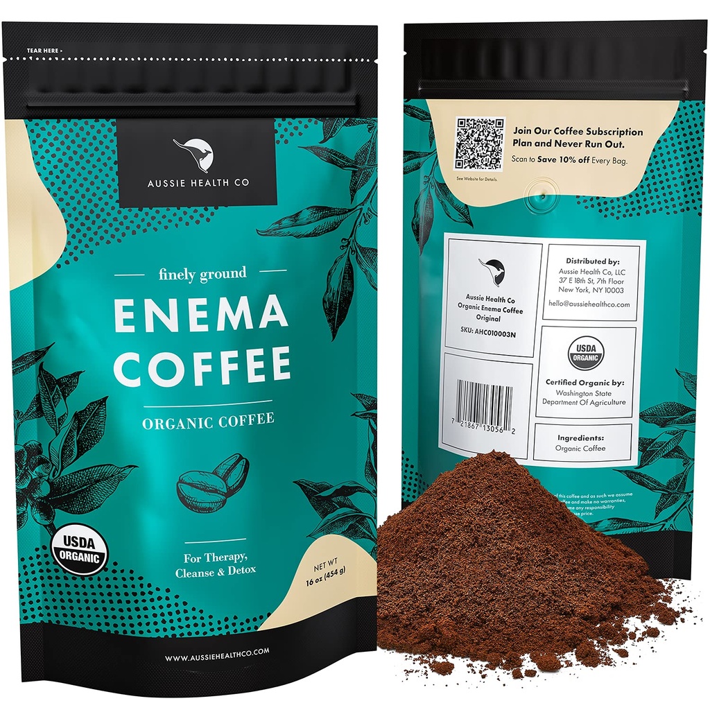 Aussie Health Co Enema Coffee - Organická káva - 419 ° pražená, pozemní káva, čištění a detoxikace, Made in USA - 1 LB Bag