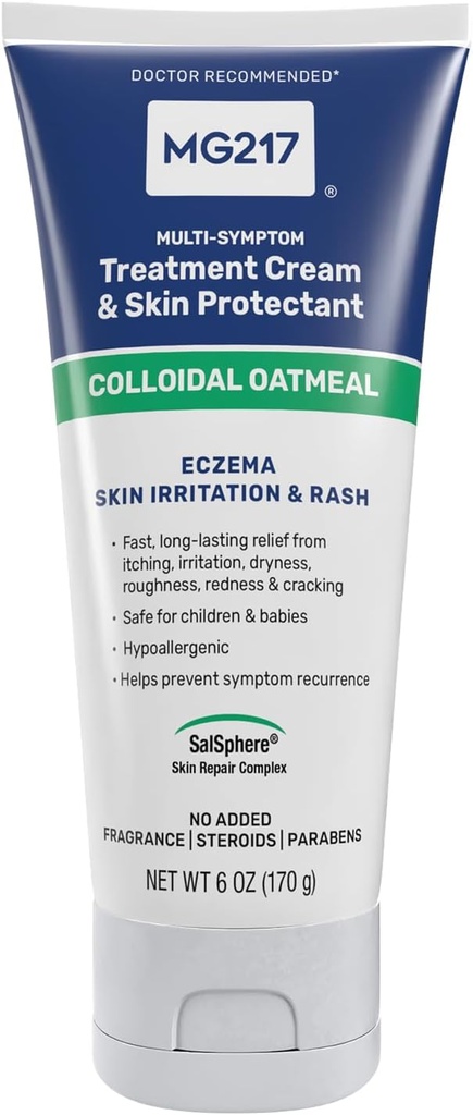 MG217 Eczema Tělesný krém s 2% koloidní ovesné vločky, mýdlo Relief pro suché, ltchy, a podrážděné kůže, krutost, steroid a Fragrance-Free Moisturizer, 6 oz Tube